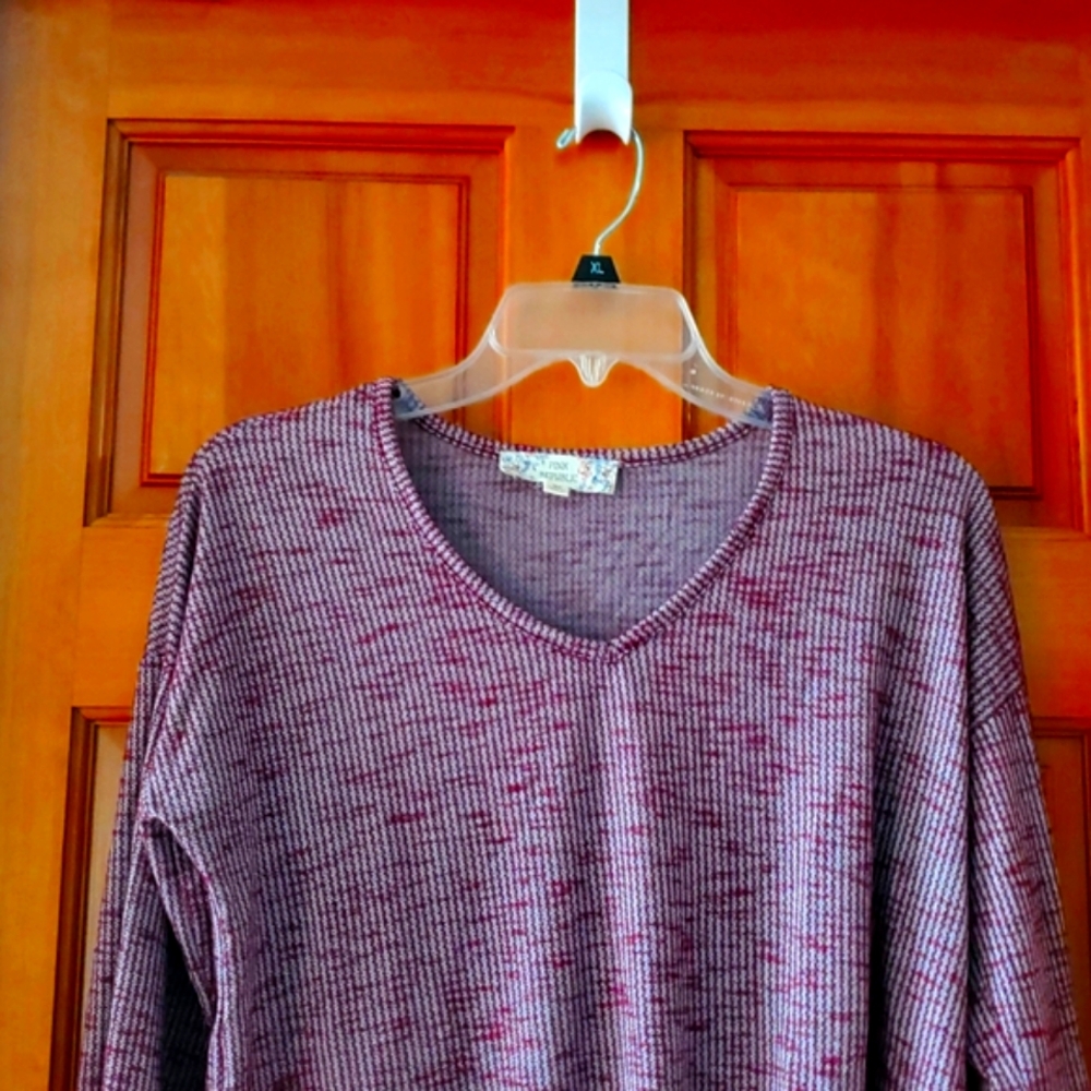 Pink Republic Women's Ribbed Knit Tie-Front Top - Purple Size XS - Picture 7 of 9